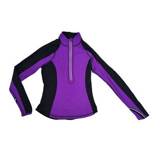 Lululemon 1/2 Zip Long Sleeve Pullover Mock Neck Reflective Purple Black Size 4